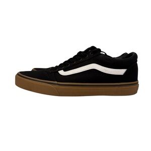 Vans Men’s Lace Up Sneakers, Black and White with Gum Sole, Size 10